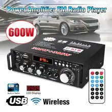 HIFI 2CH автомобильный аудио усилитель мощности 600 Вт стерео сабвуфер бас домашний кинотеатр усилитель Поддержка bluetooth дистанционное управление FM радио