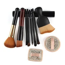 10pcs Makeup Brushes Set Kit Pro Foundation Powder Eyeshadow Eyeliner Concealer Contour Brush Cosmetics Puff Sponge Makeup Tools