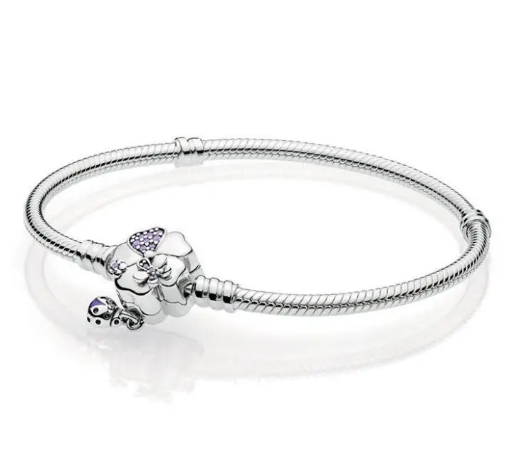 

Luxury 100% 925 Sterling Silver Wildflower Meadow Clasp Charm Chain Fit Original Pandora Bracelet For Women Authentic Jewelry