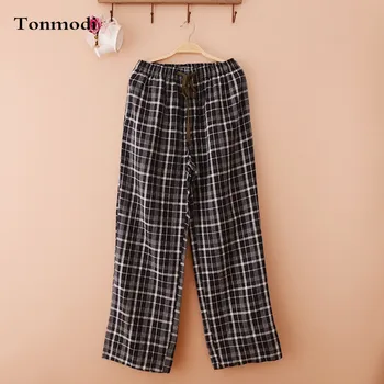 

Pajamas For Men Cotton Double layer Cotton yarn Plaid Sleep Pants Casual trousers pajamas Sleep Bottoms Plaid Long Pants