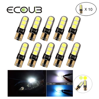 

10 PCS T10 W5W LED Car Interior Light White Ice blue Silicone Lamp 12V 5050 6 SMD Auto Car Side Wedge Parking Reading Bulb