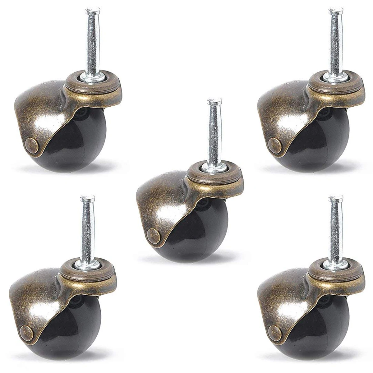 2 inch Swivel Caster Wheels Antique Ball Caster with Long Stem Total
330lbs Capacity for Furniture Replacement (Caster Set of 5)