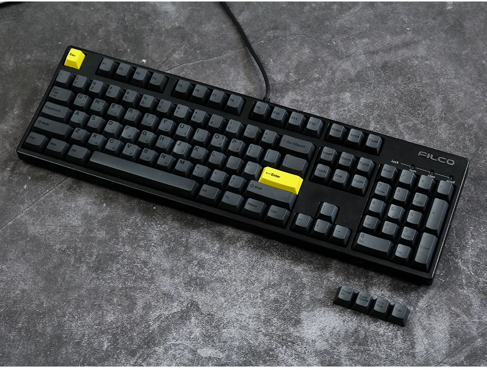 Корея, ПБТ keycap толстые pbt dye sub keycaps желтые клавиши esc enter 108 клавиши для механической клавиатуры