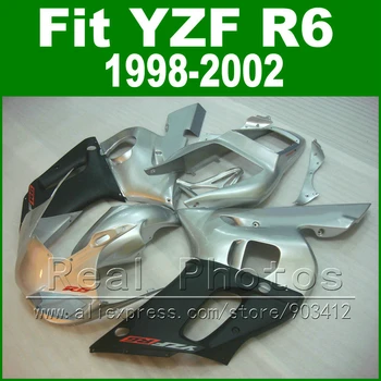 

Free Custom Plastic parts for YAMAHA R6 fairing kit 1998 1999 2000 2001 2002silvery black YZF R6 fairings 98-02 bodywork