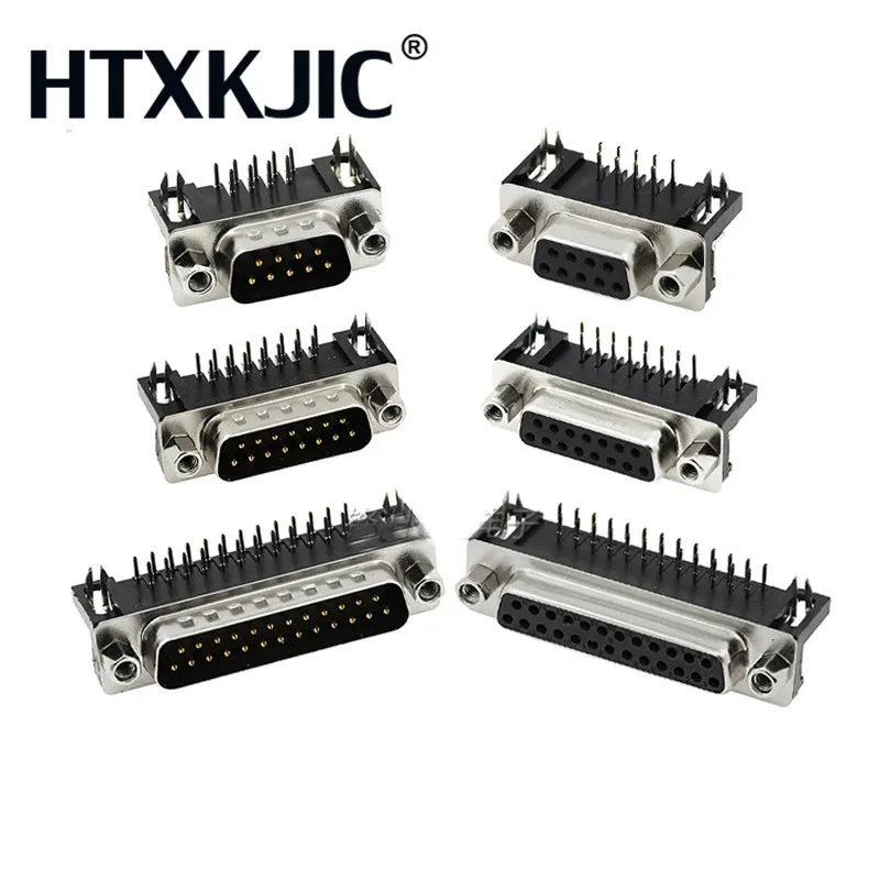 10 шт. DR9 DR15 DR25 DR37 отверстие/штырь женский/мужской черный гибочный штырь 90DEG разъем
