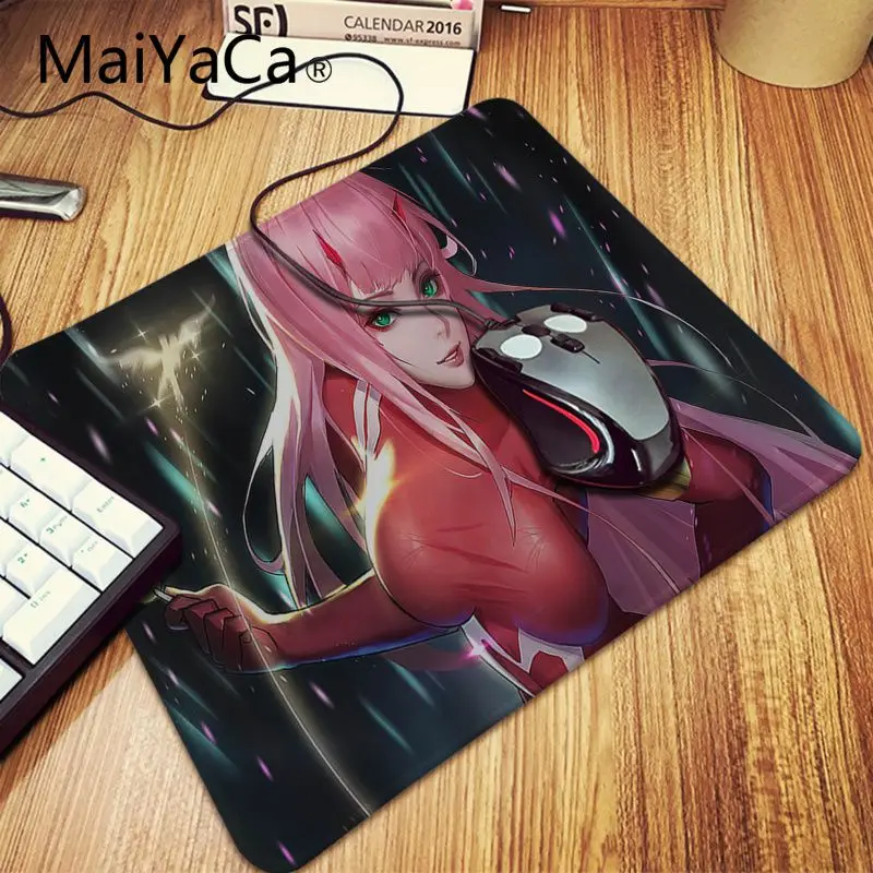 Игровой коврик для мыши Maiyaca Zero Two Darling in the FranXX для ноутбука, большой игровой коврик для мыши Lockedge alfombrilla, компьютерный коврик для геймера