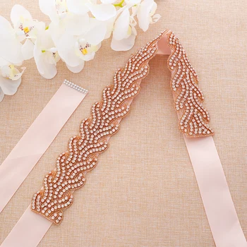 

Luxury Diamond Bridal Belt Rose Gold Rhinestone Bridal Sash Crystal Wedding Belt For Wedding Accessories A200RG