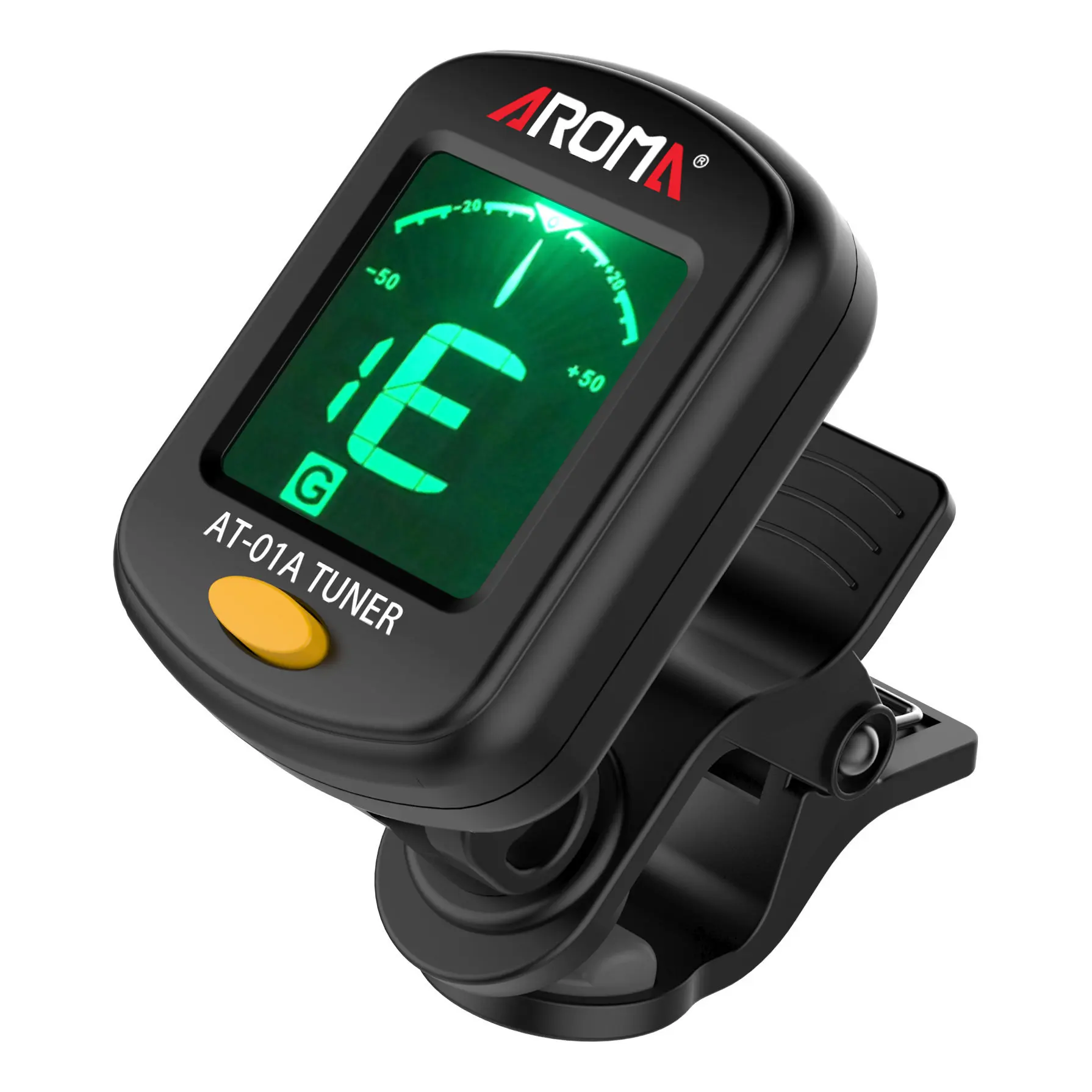 AROMA acoustic guitar tuner mini portable clip-on digital electric professional ukulele Bass LCD tuner AT-01A Foldable Rotating