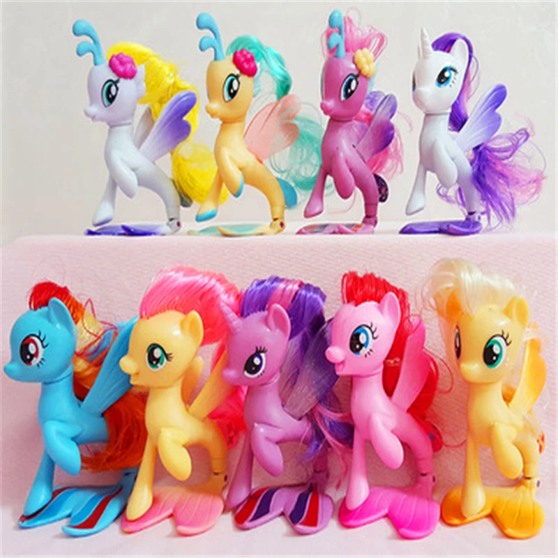 13cm Hight New Ponies Sea Fish Little Unicorn Pet Horse Pvc Action Figures Toy Horse Doll White Rarity