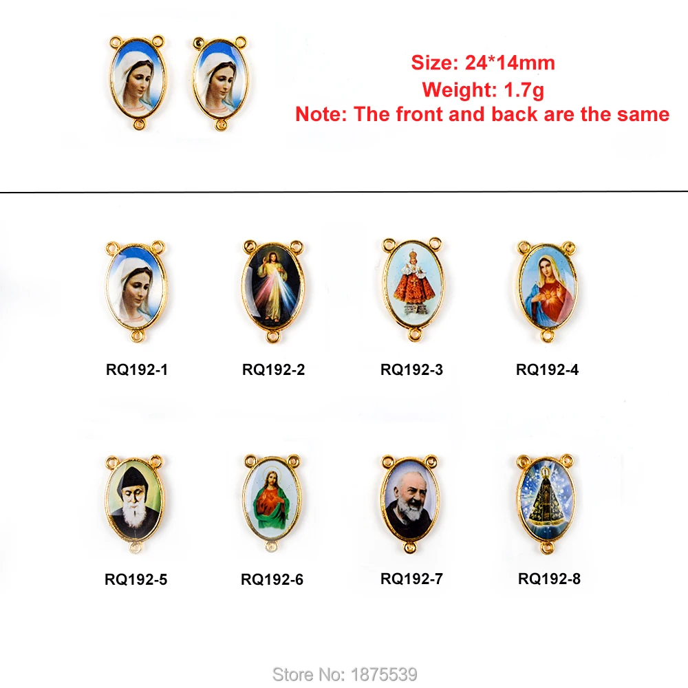 

Gold Rosary Centerpieces 3 Holes Catholic Accessory Jesus Mary Charbel Color Photos