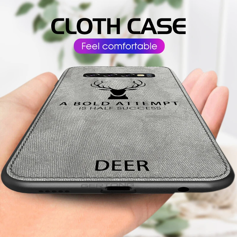 

Luxury Phone Case For Samsung Galaxy S10 Plus S10e S9 S8 Plus Note 9 8 Back Cover Deer Pattern Cloth Texture Anti-knock Cases