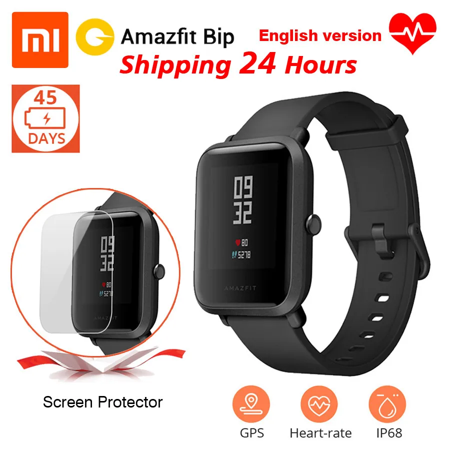 [Английская версия] В наличии Xiaomi Amazfit Bip Смарт часы Huami gps Bluetooth 4 0 сердечного ритма