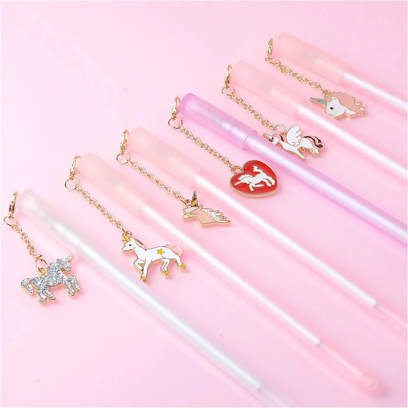 

30 pcs Kawaii Gel Pens Unicorn pendant black gel ink pens pens for writing Cute stationery office school supplies 0.5mm