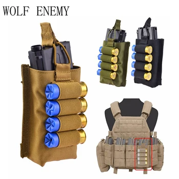 

WOLF ENEMY New 600D Nylon Single Molle Open 5.56mm Magazine Pouch with 4 Rounds 12 Gauge Shotgun Shells