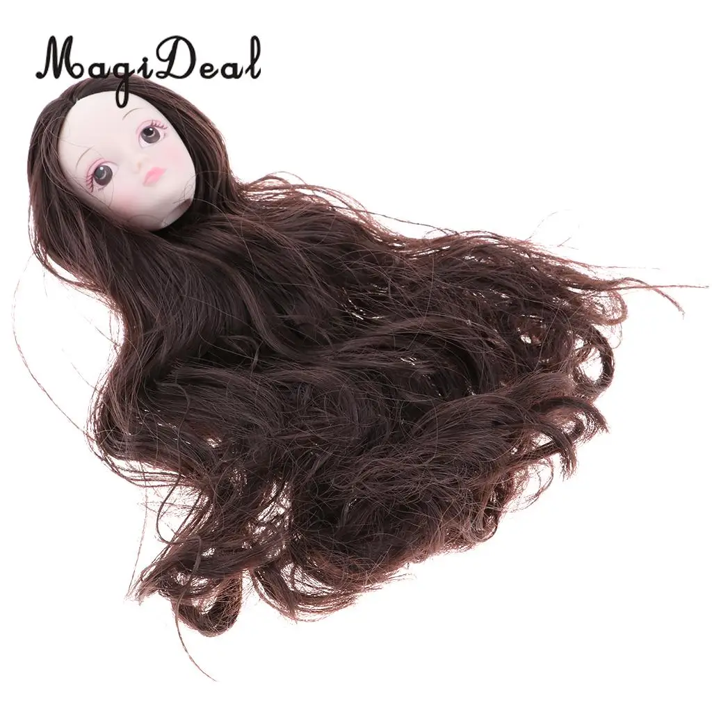 1/6 Female BJD Doll Brown Hair 3D Eyes Head Sculpt Ball-Jointed Doll Body Parts DIY Girl Doll Accessory White Skin Tone