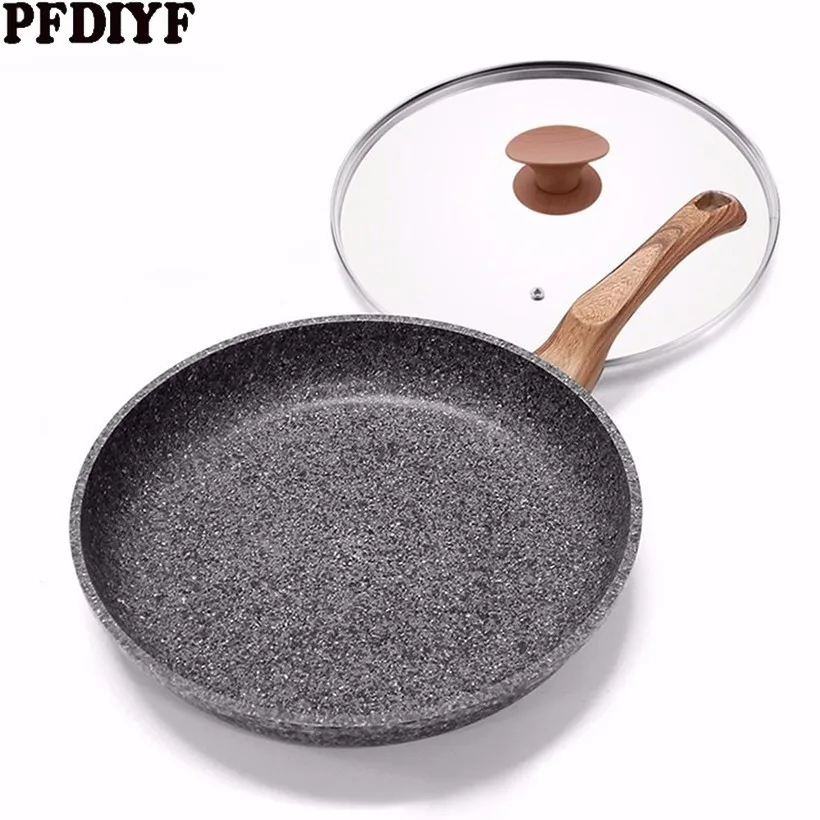 

Thickening Medical Stone Non-stick Frying Pan With Cover Multi-purpose Pancake Steak Pan No fumes Use for Gas Induction Cooker