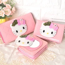 Милые кошельки с героями мультфильмов hello kitty от известного бренда, женские кожаные кошельки с волшебным зеркалом для девушек, клатчи, дамские вечерние кошельки