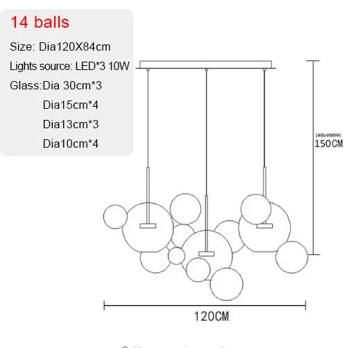 Пост современная простая люстра Скандинавская креативная личность люстра Светодиодный Шар-пузырь лампа для гостиной ресторана спальни - Цвет абажура: 14 Heads B