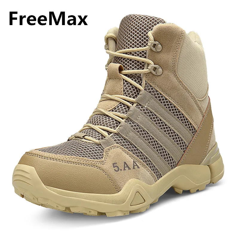 Breathable Outdoor Hiking Shoes Men's Desert High top Military Tactical ...