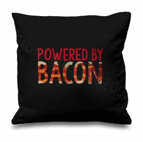 Черный Новинка, питание от Bacon, наволочка для подушек, чехол для подушек, забавные подарки для еды, 1" мягкие чехлы с принтом, декор для комнаты, две стороны - Цвет: Черный