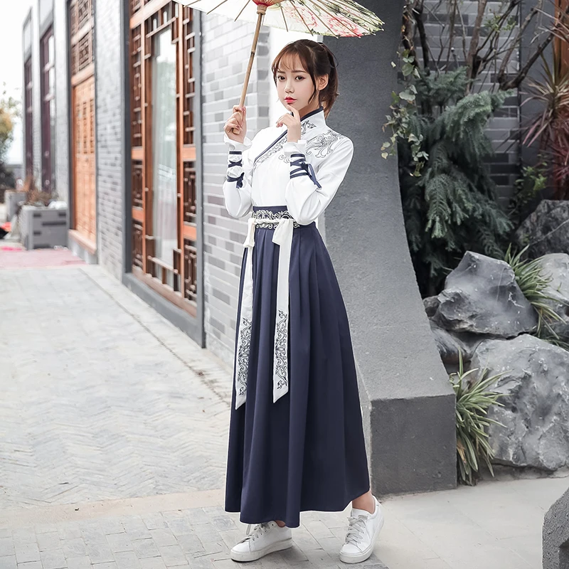 Женский китайский традиционный костюм Hanfu платья танга античное сказочное