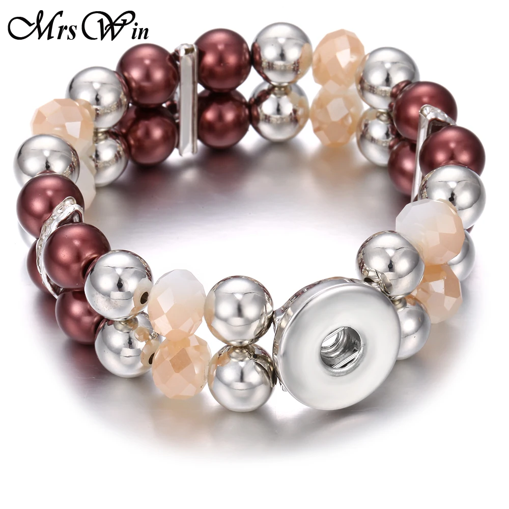 

New Snap Jewelry Snap Button Bracelets Jewelry Handmade Beaded Snap Bracelet Fit 18mm Snap Button Elastic Strand Beads Bracelet
