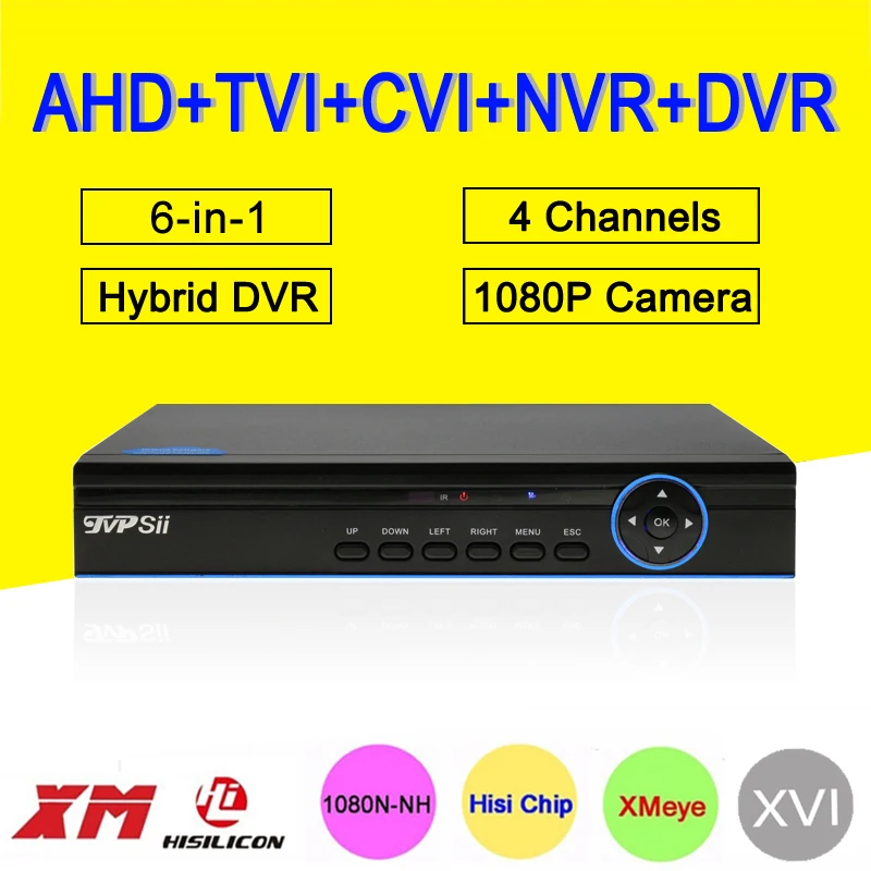 

1080P 2MP Surveillance Camera Blue-Ray Case XMeye 5-in-1 25fps 4 Channel 4CH Hybrid Coaxial NVR CVI TVI AHD DVR Free Shipping