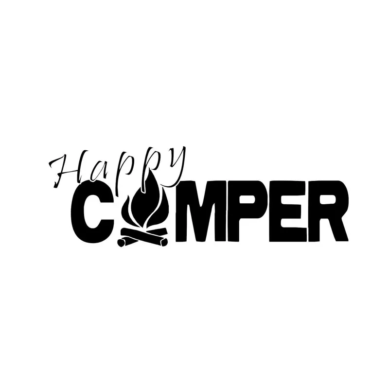 

1Pcs Funny Car Sticker HAPPY CAMPER Fire Camping Outdoor Car Bumper Vinyl Car Stickers