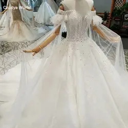 LS179445 возлюбленной кристалл свадебные платья с бисером специальные с плеча короткие рукава свадебное платье 2018 последний дизайн