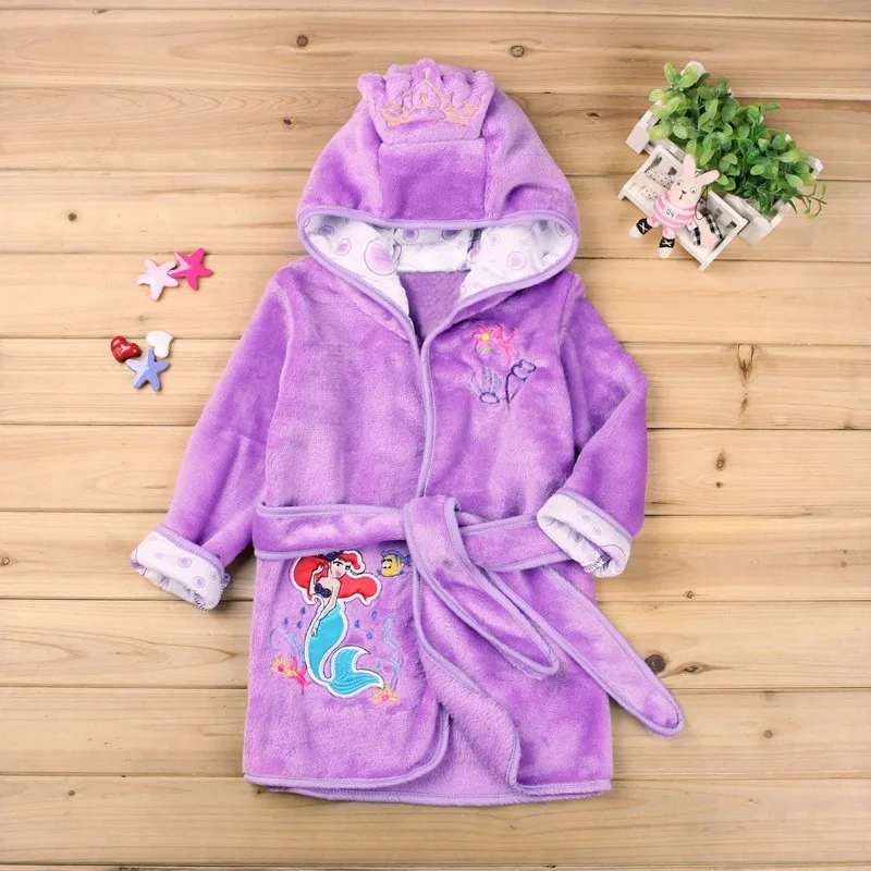 Children's Bathrobe Nemo Minnie Mickey  Soft Velvet Robe Baby Girls Pajamas Coral Kids Warm Toddler Robes Infant Clothes black and white baby girl nightgown