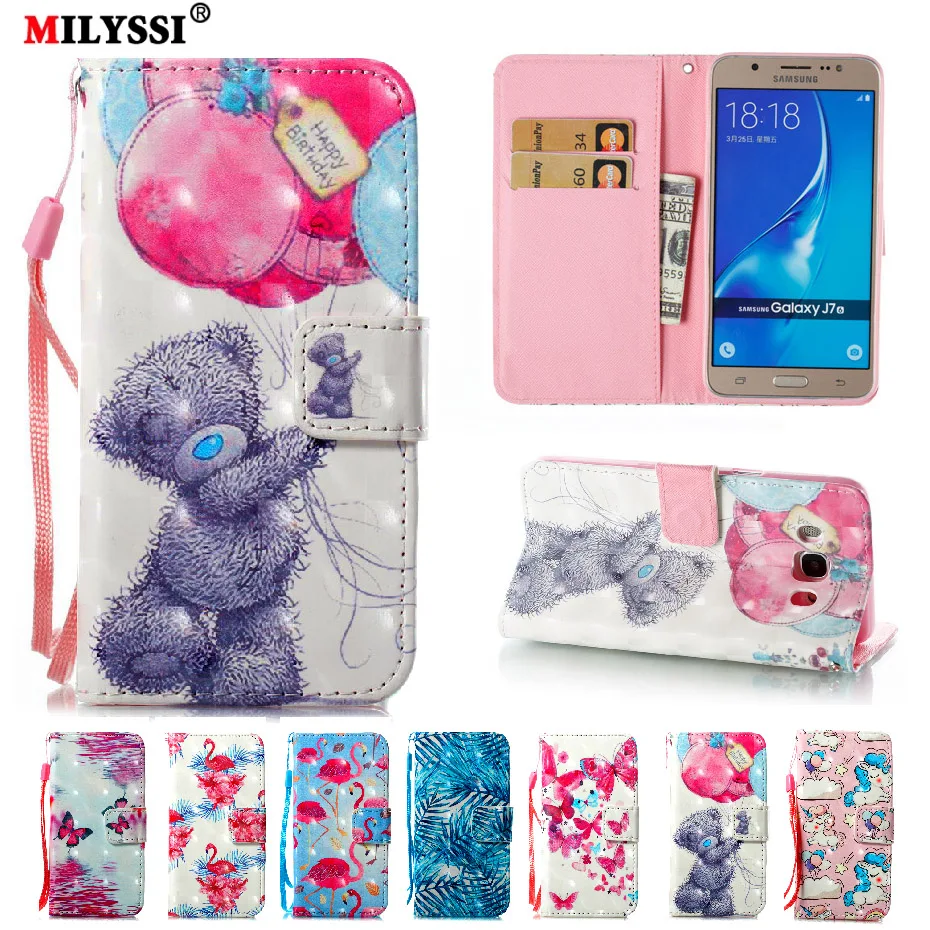 

MILYSSI 3D Vision Painted Pattern PU Leather Phone Case For Samsung galaxy J7 2016 J710 Wallet Cover Case with Stand Card slot