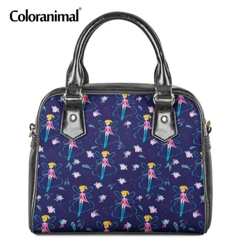 

Coloranimal Messenger Bag Women Casual Tote Bag PU Leather Fairy Cartoon Shoulder Handbag 3D Print Female Sac a Main Long Wallet