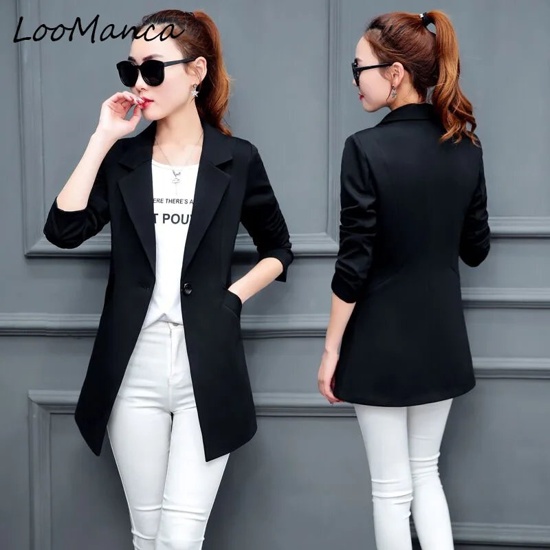 

Autumn Winter Long blazers women OL formal long sleeve suit jackets office ladies plus size 5XL work wear uniform blazer