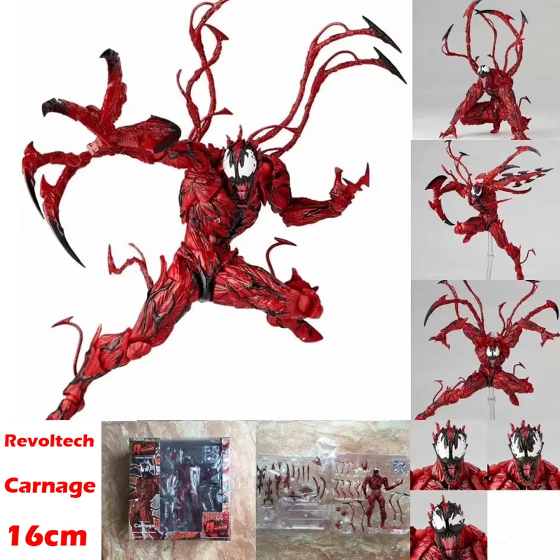 

6" Revoltech Marvel Anti-Hero AMAZING YAMAGUCHI Carnage Boxed 16cm PVC Action Figure Collection Model Doll Toys Gift