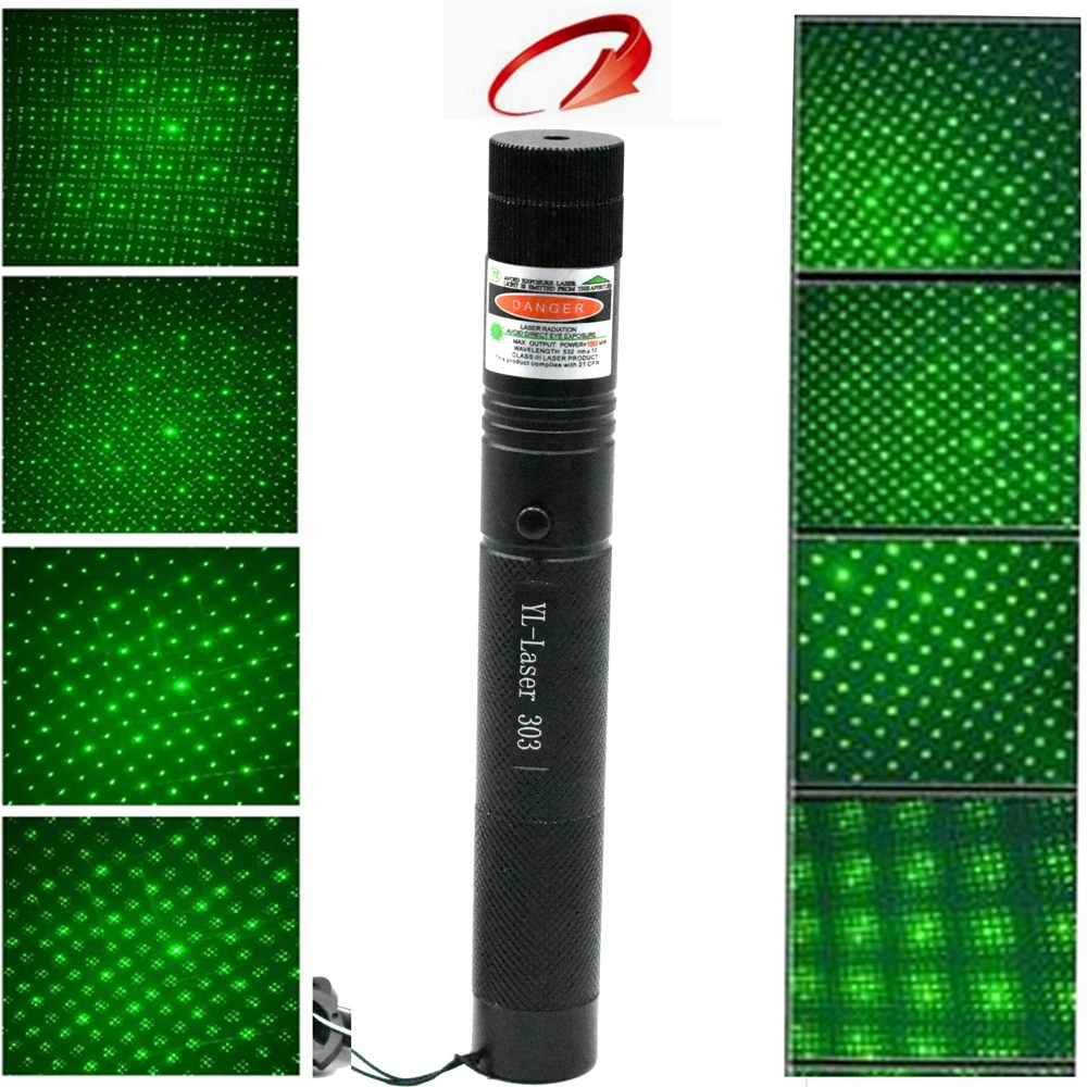303 Green Laser Pointer Red Laser Blue Pointer Sight Powerful Device Adjustable Focus Lazer 303, Choose Charger& 18650 Battery