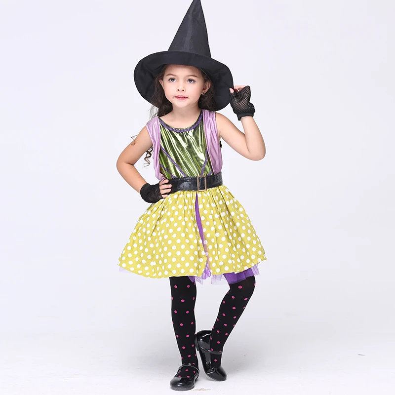 Girl Dress Set Halloween Cute Witch Hat+Dress Clothing Set Girl Constume Set 3T 6T Free SHIPMENT