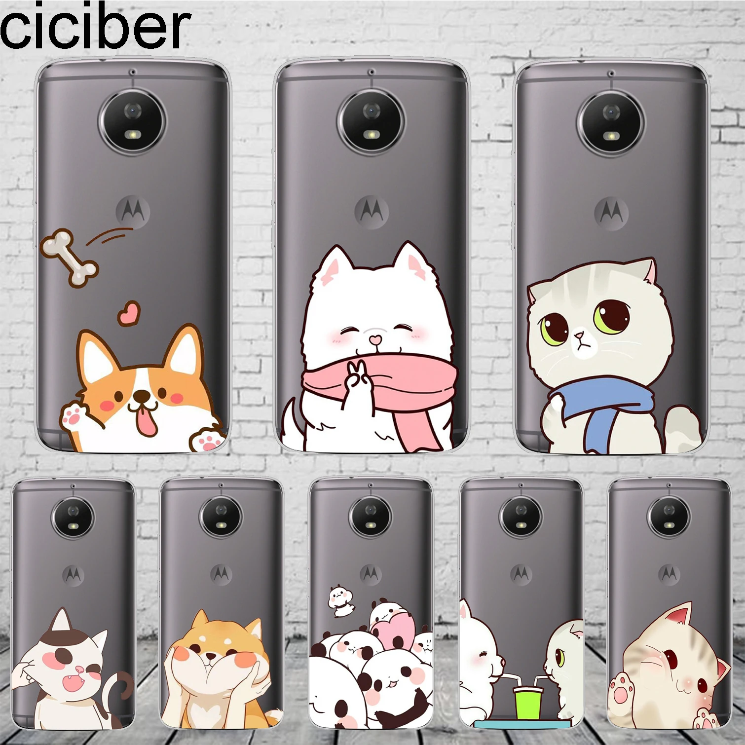 

ciciber Cartoon Dog Cat Cover For Motorola Moto ONE C Z2 Z3 G5 G4 G5S G6 P30 E3 E4 E5 Plus Play Power X4 M Phone Cases Soft TPU