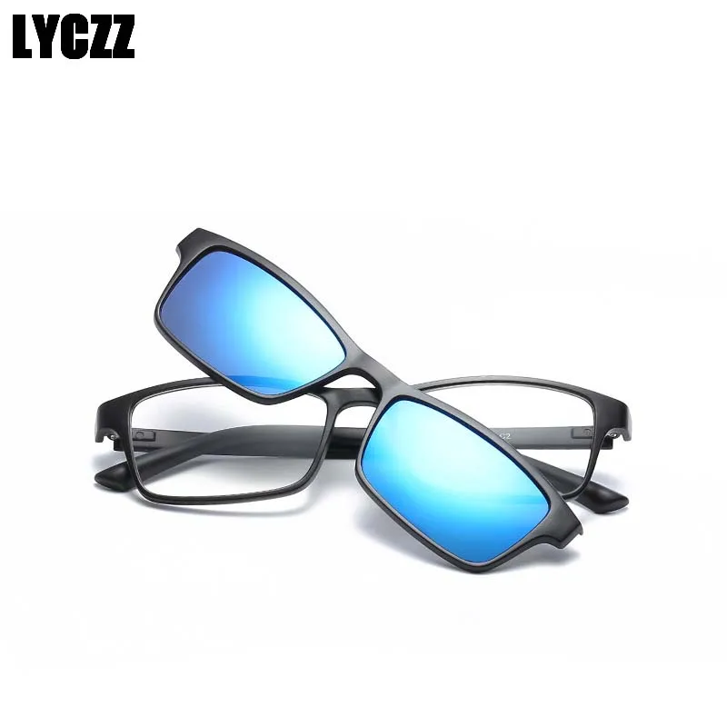 

LYCZZ Men's Polarized Sunglasses Magnetic TR90 Spectacle Frame Myopia Prescription Glasses Frame Anti-UV Eyewear oculos de sol