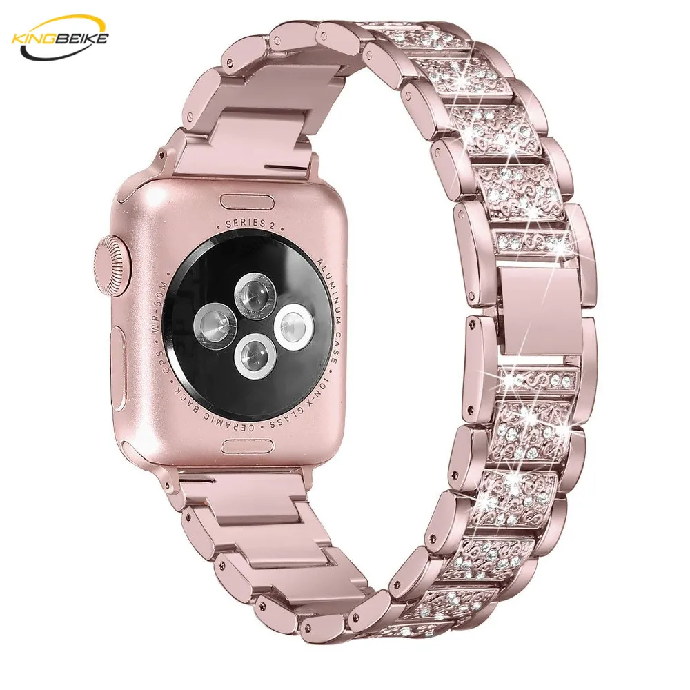 

Diamond Watchband For Apple Watch Band Series 1/2/3/4 38mm 42mm iwatch 40mm/44mm Stainless Steel Bracelet Strap Metal Watch Band