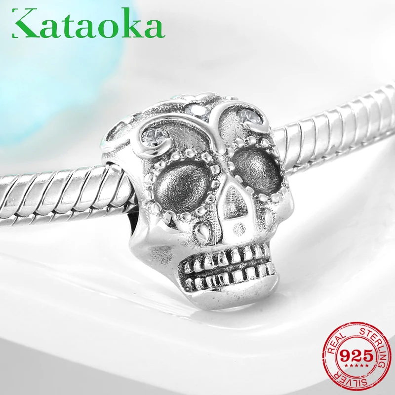 

Free shipping New 925 Sterling Silver Skull Fit Beads Charms Bracelets All Brands fit Pandora bracelet Jewelry Making