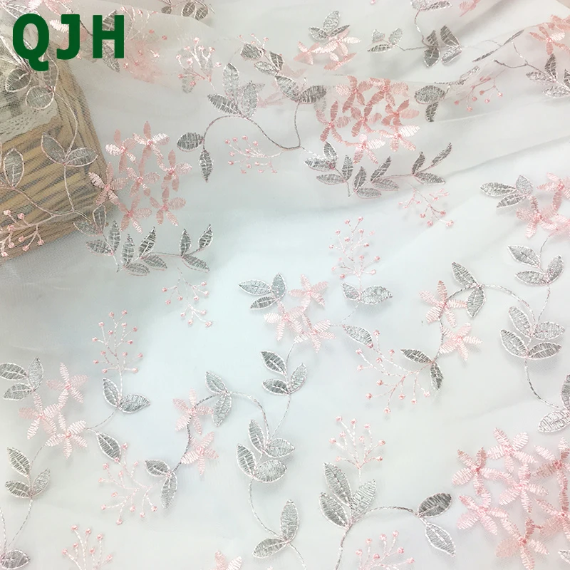 Новинка 1 ярд 3D листья и цветы вышитые шифоновые кружевные ткани Lithe мягкие DIY