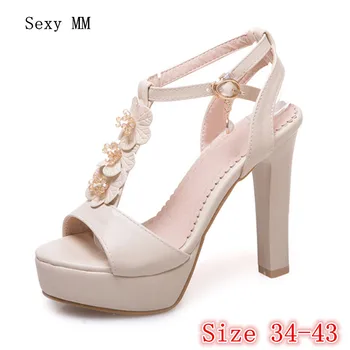 

Summer Pumps Women Peep Toe High Heels Party Wedding Platform Gladiator Sandals Woman High Heel Shoes Plus Size 34 - 40 41 42 43