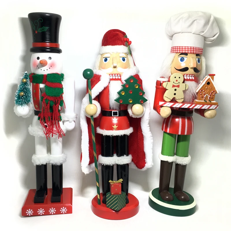 

HT124 free shipping 38cm Santa Claus Snowman Gingerbread Chef Nutcracker Puppet Combination Children Christmas Toys Gift