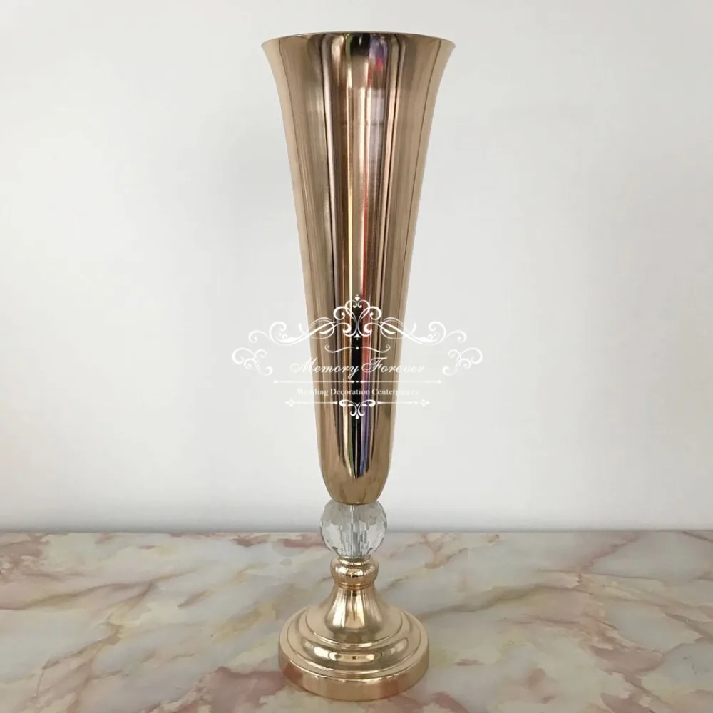 53cm Tall Wedding Decor Marriage Centerpiece Gold Trumpet Vase