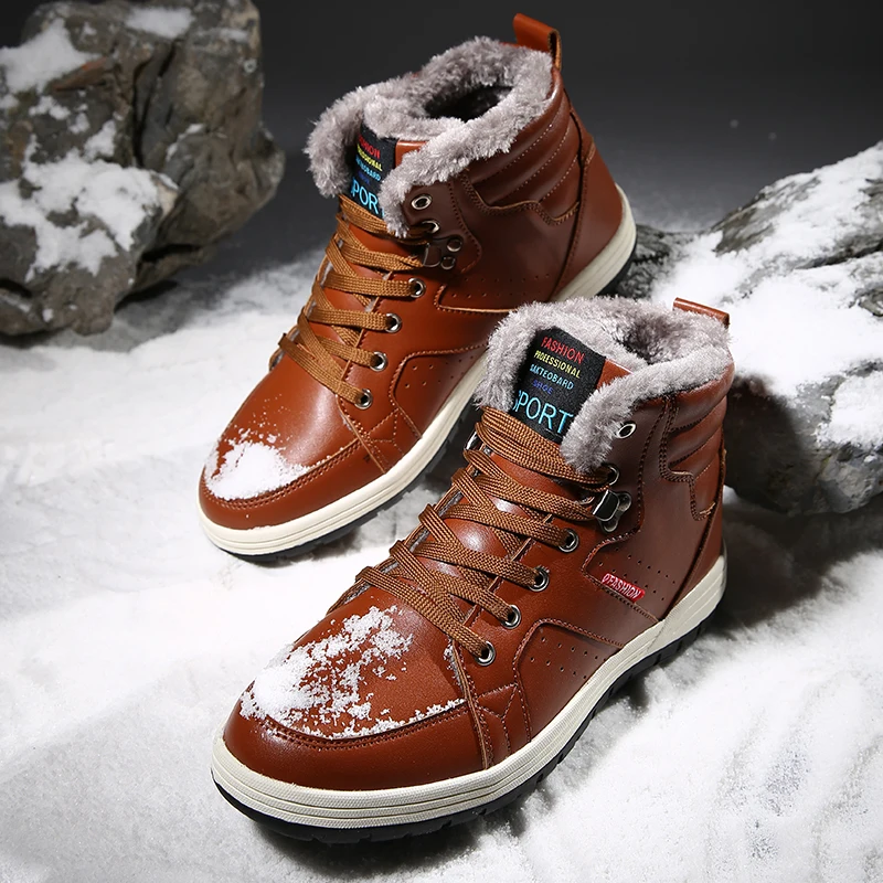 

2018 winter plush fur Men boots Comfortable Non-slip sneakers Fashion Male high quality Sapatos Casual Shoes Big size Hot Brand9
