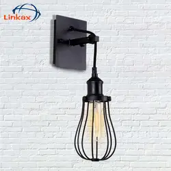 Винтаж клетка Форма Настенные светильники 220 В E27 Edison ЛАМПЫ ретро кулон бра для лофт кабинет светильники