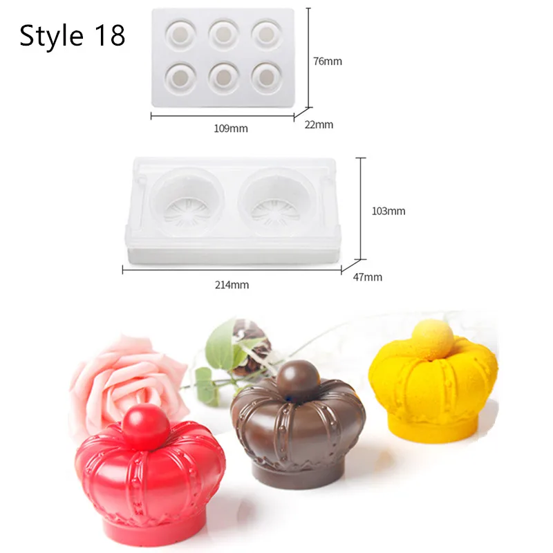 SHENHONG художественная форма для украшения торта, 3D силиконовые формы для выпечки, инструменты для выпечки в форме сердца, круглые торты, шоколадный домовой мусс, форма для десерта - Цвет: Style 18