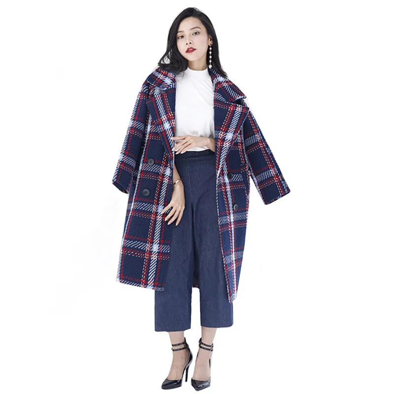 Ioqrcjv Confortable Laine En 4 Nouvelles Carreaux À Costume Col longs Croisé Manteaux Plaid Femmes Mélangé Casual Mi Hiver Manteau 2018 Tops AaCwqffU