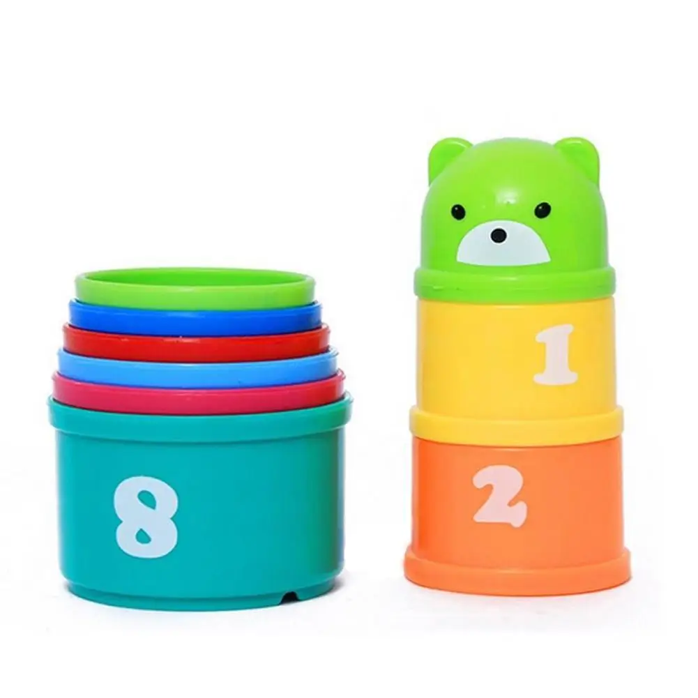 discounted 9Pcs/set Baby Children Kids Educational Toy New building Figures Letters Folding Cup Colorful Pagod
