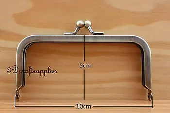 

metal purse frame glue on clasp clip anti bronze 4 inch x 2 inch B67